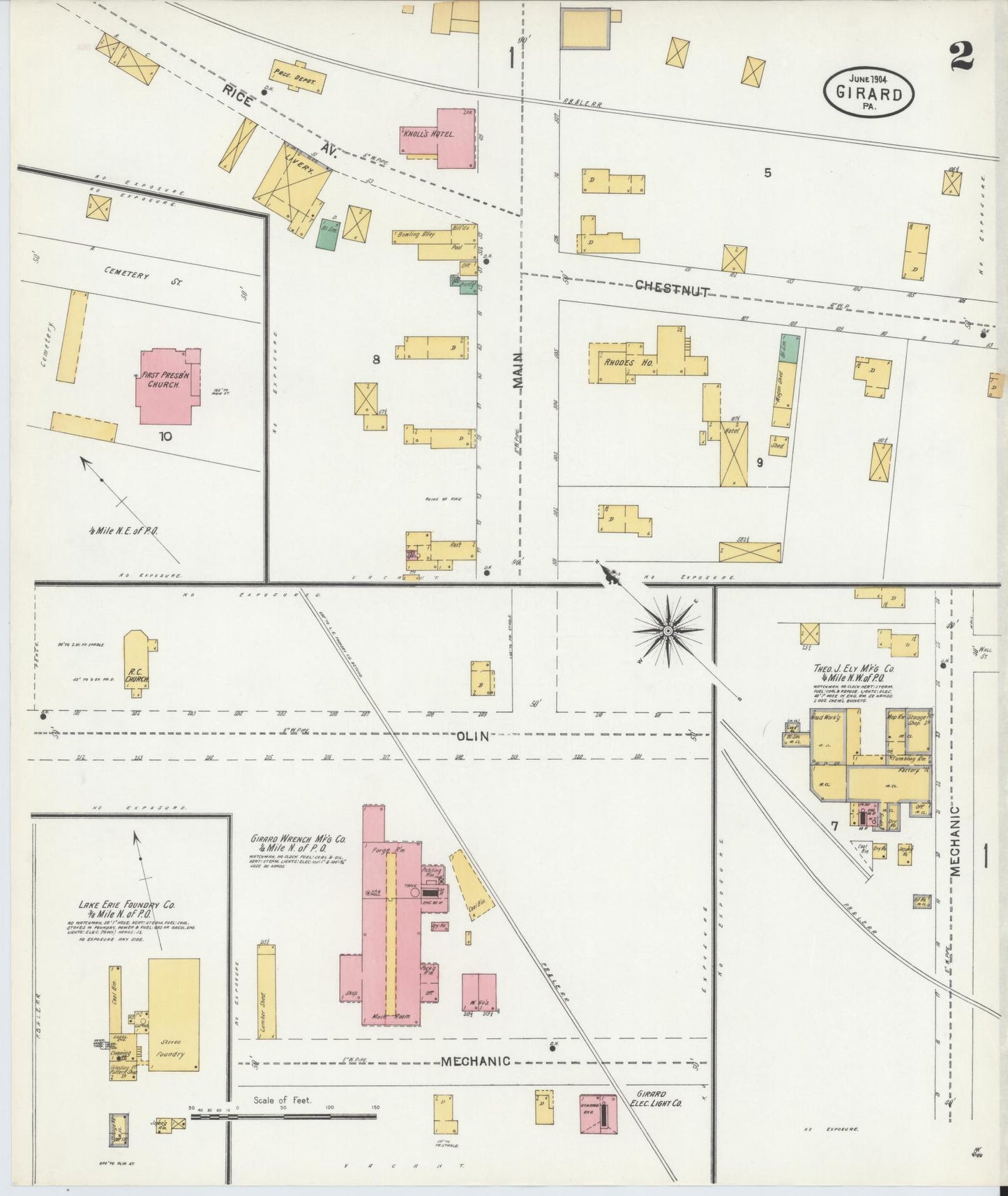 Sanborn Fire Insurance Map from Girard, Erie County, Pennsylvania (1904), Sheet #0002 - Historic Sanborn Fire Insurance Map Print, vintage old map wall art, antique decor, genealogy gift, Pennsylvania Pennsylvania map