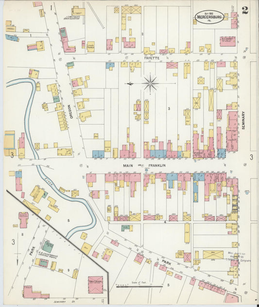 Sanborn Fire Insurance Map from Mercersburg, Franklin County, Pennsylvania (1902), Sheet #0002 - Historic Sanborn Fire Insurance Map Print, vintage old map wall art, antique decor, genealogy gift, Pennsylvania Pennsylvania map