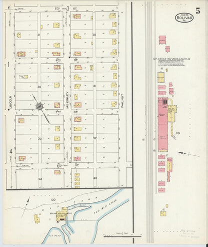 Sanborn Fire Insurance Map from Bolivar, Westmoreland County, Pennsylvania (1915), Sheet #0005 - Complete Map Set gallery image, historic Sanborn map, vintage wall art, Indiana Indiana