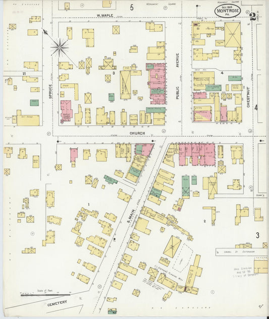 Sanborn Fire Insurance Map from Montrose, Susquehanna County, Pennsylvania (1904), Sheet #0002 - Historic Sanborn Fire Insurance Map Print, vintage old map wall art, antique decor, genealogy gift, Pennsylvania Pennsylvania map