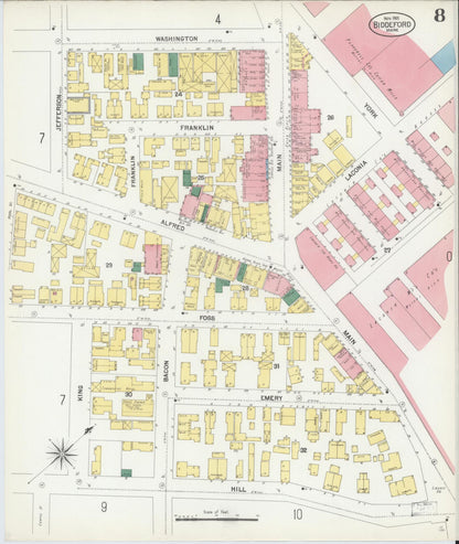 Sanborn Fire Insurance Map from Biddeford, York County, Maine (1901), Sheet #0008 - Complete Map Set gallery image, historic Sanborn map, vintage wall art, Maine Maine