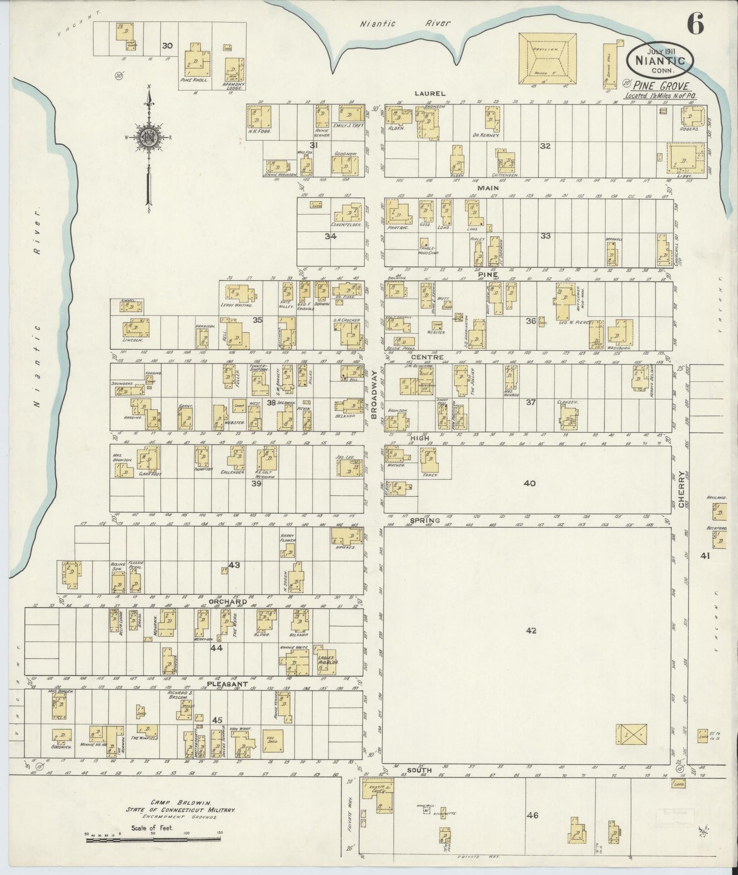 Sanborn Fire Insurance Map from Niantic, New London County, Connecticut (1911), Sheet #0006 - Complete Map Set gallery image, historic Sanborn map, vintage wall art, Connecticut Connecticut
