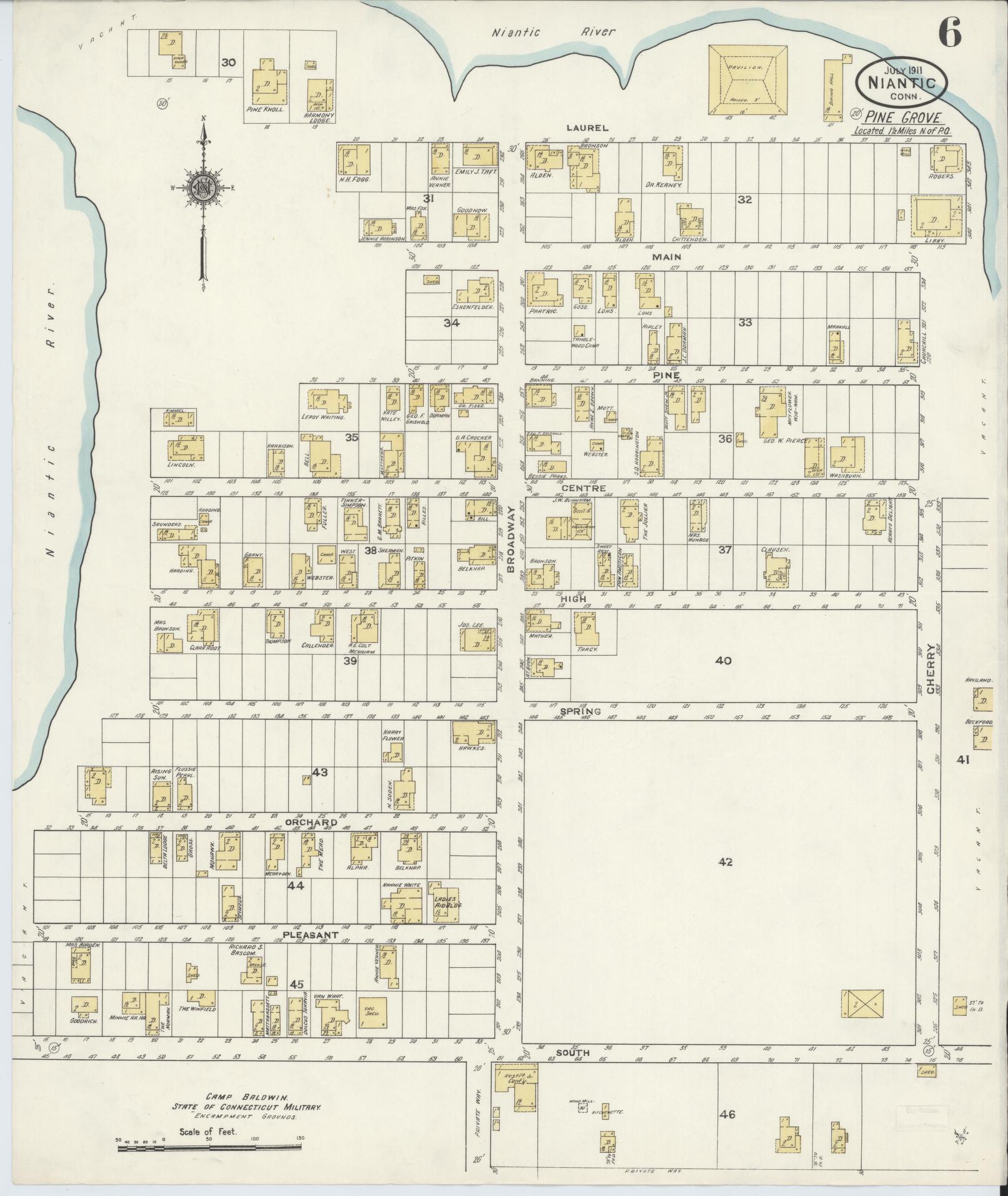 Sanborn Fire Insurance Map from Niantic, New London County, Connecticut (1911), Sheet #0006 - Complete Map Set gallery image, historic Sanborn map, vintage wall art, Connecticut Connecticut
