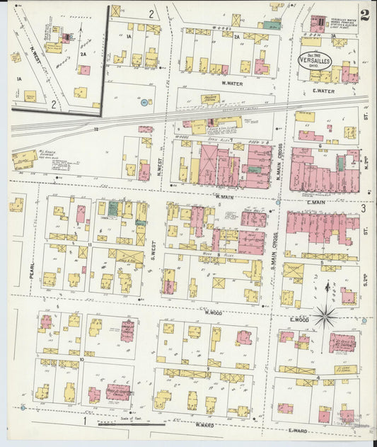 Sanborn Fire Insurance Map from Versailles, Darke County, Ohio (1902), Sheet #0002 - Historic Sanborn Fire Insurance Map Print, vintage old map wall art, antique decor, genealogy gift, Ohio Ohio map
