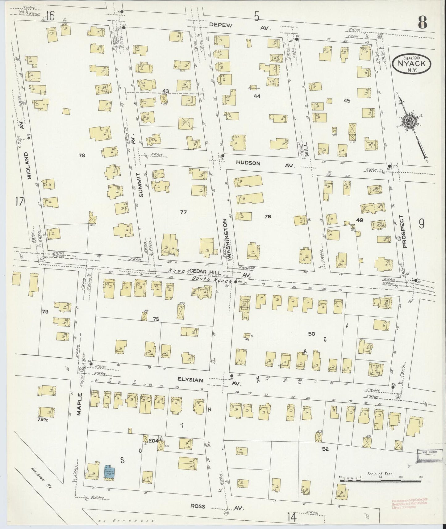 Sanborn Fire Insurance Map from Nyack, Rockland County, New York. (1910), Sheet #0008