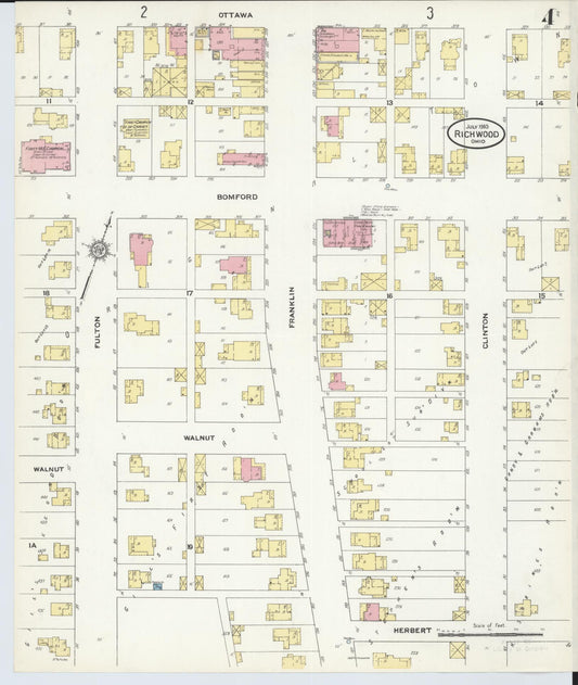 Sanborn Fire Insurance Map from Richwood, Union County, Ohio (1910), Sheet #0004 - Historic Sanborn Fire Insurance Map Print, vintage old map wall art, antique decor, genealogy gift, Ohio Ohio map