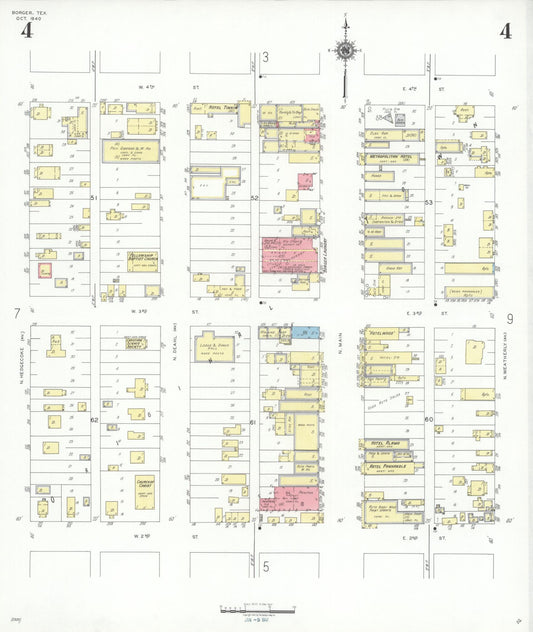 Sanborn Fire Insurance Map from Borger, Hutchinson County, Texas (1940), Sheet #0004 - Historic Sanborn Fire Insurance Map Print, vintage old map wall art, antique decor, genealogy gift, Texas Texas map