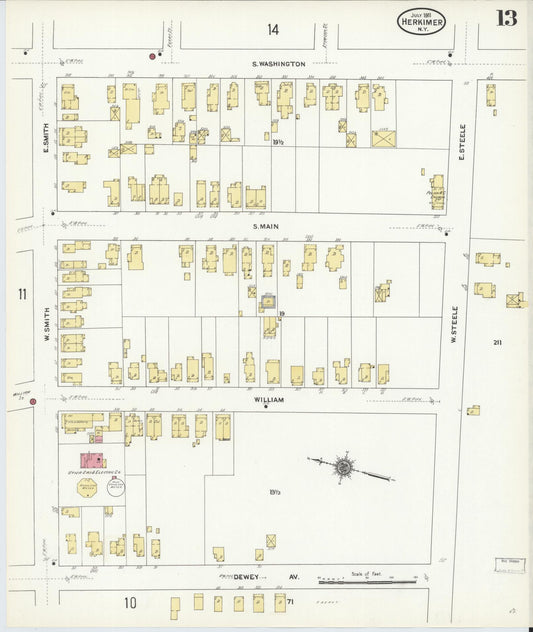 Sanborn Fire Insurance Map from Herkimer, Herkimer County, New York (1911), Sheet #0013 - Historic Sanborn Fire Insurance Map Print, vintage old map wall art, antique decor, genealogy gift, New York New York map