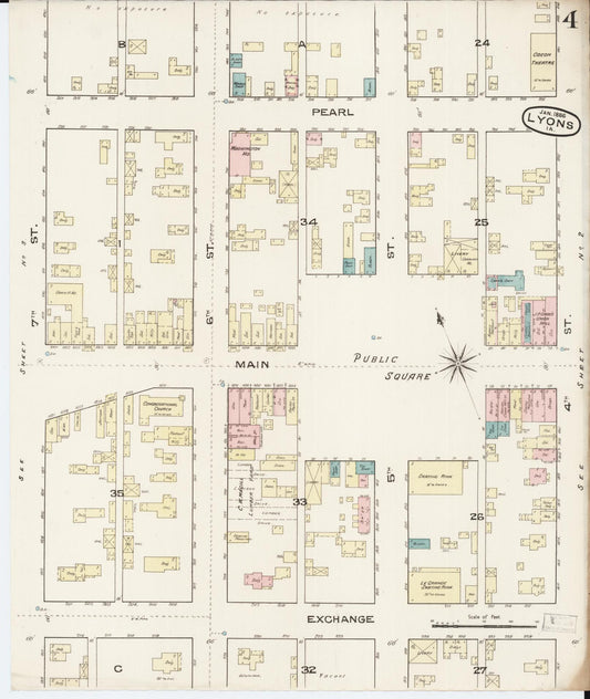 Sanborn Fire Insurance Map from Lyons, Clinton County, Iowa (1886), Sheet #0004 - Historic Sanborn Fire Insurance Map Print, vintage old map wall art