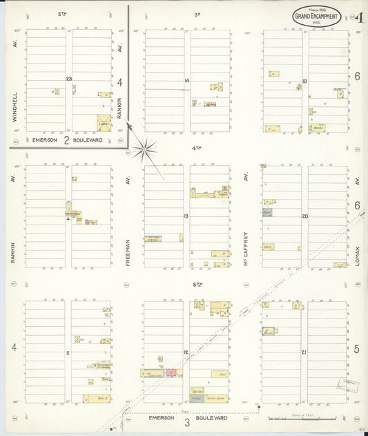 Sanborn Fire Insurance Map from Grand Encampment, Carbon County, Wyoming (1903), Sheet #0004 - Historic Sanborn Fire Insurance Map Print, vintage old map wall art, antique decor, genealogy gift, Wyoming Wyoming map