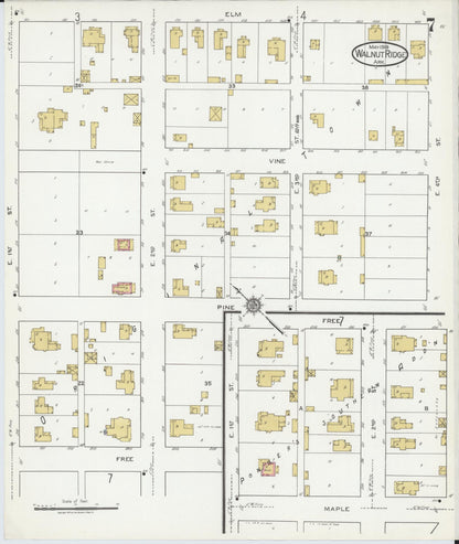 Sanborn Fire Insurance Map from Walnut Ridge, Lawrence County, Arkansas (1919), Sheet #0007 - Complete Map Set gallery image, historic Sanborn map, vintage wall art, Arkansas Arkansas