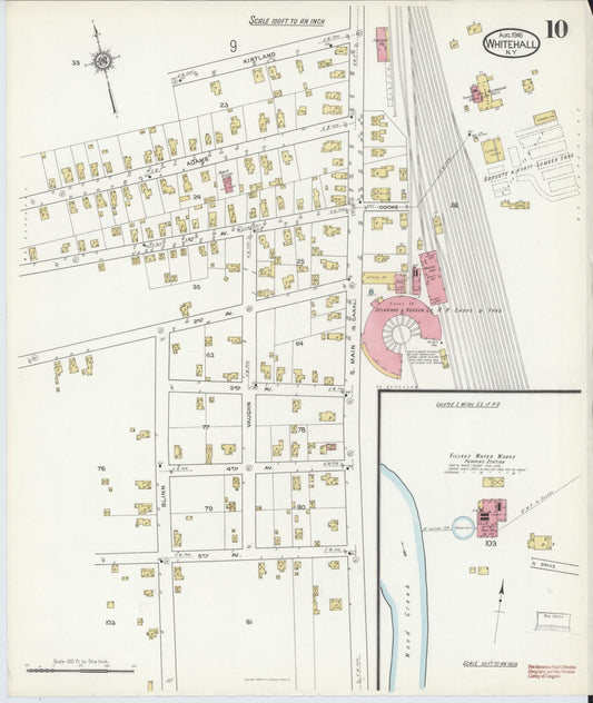 Sanborn Fire Insurance Map from Whitehall, Washington County, New York (1916), Sheet #0010 - Historic Sanborn Fire Insurance Map Print, vintage old map wall art, antique decor, genealogy gift, New York New York map
