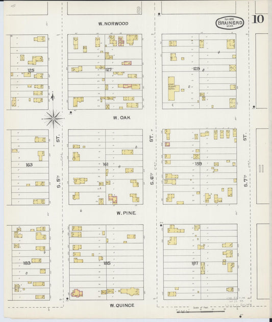 Sanborn Fire Insurance Map from Brainerd, Crow Wing County, Minnesota (1892), Sheet #0010 - Historic Sanborn Fire Insurance Map Print, vintage old map wall art, antique decor, genealogy gift, Minnesota Minnesota map