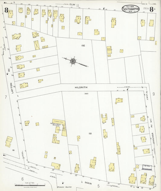 Sanborn Fire Insurance Map from Southampton, Suffolk County, New York (1926), Sheet #0008 - Historic Sanborn Fire Insurance Map Print, vintage old map wall art, antique decor, genealogy gift, New York New York map