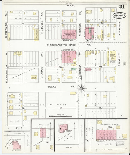 Sanborn Fire Insurance Map from Wichita, Sedgwick County, Kansas (1892), Sheet #0031 - Complete Map Set gallery image, historic Sanborn map, vintage wall art, Kansas Kansas