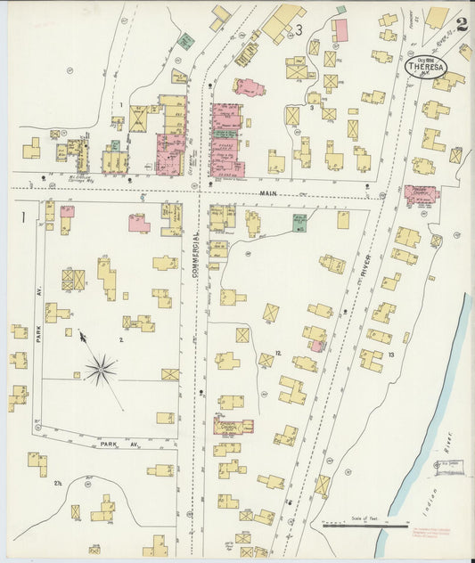 Sanborn Fire Insurance Map from Theresa, Jefferson County, New York (1898), Sheet #0002 - Historic Sanborn Fire Insurance Map Print, vintage old map wall art, antique decor, genealogy gift, New York New York map