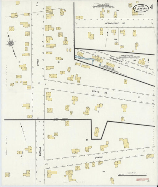 Sanborn Fire Insurance Map from Rushford, Allegany County, New York (1912), Sheet #0004 - Historic Sanborn Fire Insurance Map Print, vintage old map wall art, antique decor, genealogy gift, New York New York map