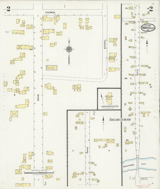 Sanborn Fire Insurance Map from Monticello, Aroostook County, Maine (1925), Sheet #0002 - Historic Sanborn Fire Insurance Map Print, vintage old map wall art, antique decor, genealogy gift, Maine Maine map