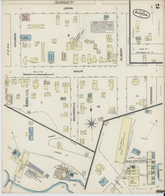 Sanborn Fire Insurance Map from Akron, Erie County, New York (1884), Sheet #0002 - Historic Sanborn Fire Insurance Map Print, vintage old map wall art, antique decor, genealogy gift, New York New York map