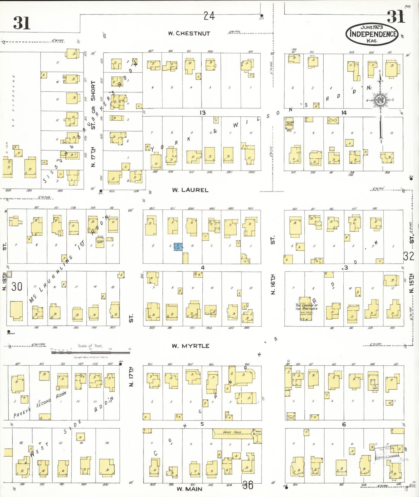 Sanborn Fire Insurance Map from Independence, Montgomery County, Kansas (1923), Sheet #0032 - Complete Map Set gallery image, historic Sanborn map, vintage wall art, Kansas Kansas