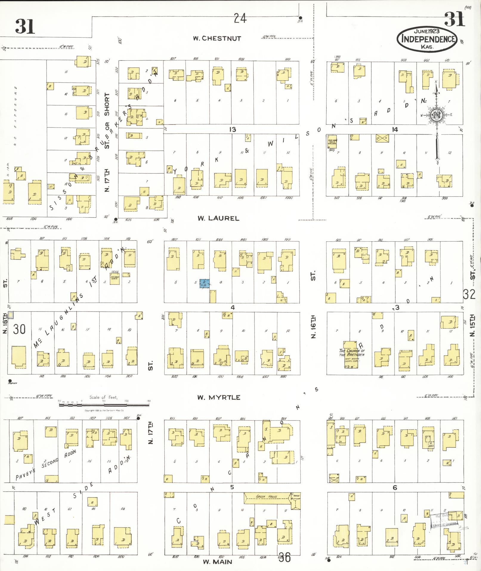 Sanborn Fire Insurance Map from Independence, Montgomery County, Kansas (1923), Sheet #0032 - Complete Map Set gallery image, historic Sanborn map, vintage wall art, Kansas Kansas