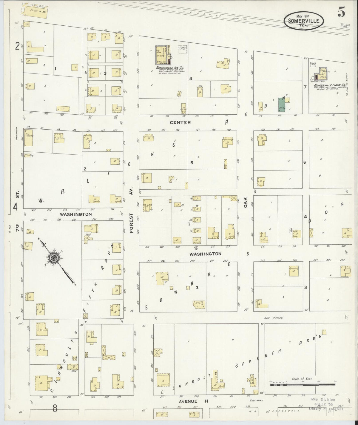 Sanborn Fire Insurance Map from Somerville, Burleson County, Texas (1910), Sheet #0005 - Historic Sanborn Fire Insurance Map Print, vintage old map wall art, antique decor, genealogy gift, Texas Texas map