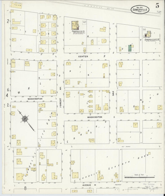 Sanborn Fire Insurance Map from Somerville, Burleson County, Texas (1910), Sheet #0005 - Historic Sanborn Fire Insurance Map Print, vintage old map wall art, antique decor, genealogy gift, Texas Texas map
