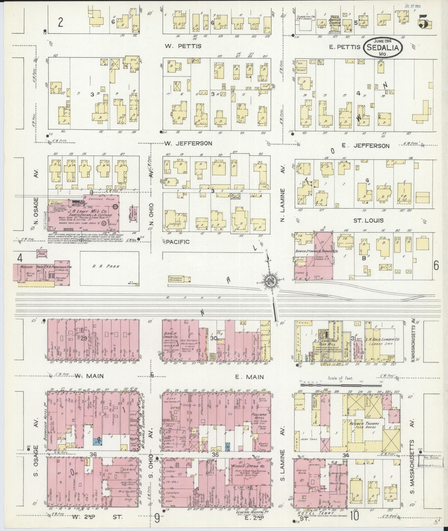 Sanborn Fire Insurance Map from Sedalia, Pettis County, Missouri (1914), Sheet #0005 - Complete Map Set gallery image, historic Sanborn map, vintage wall art, Missouri Missouri