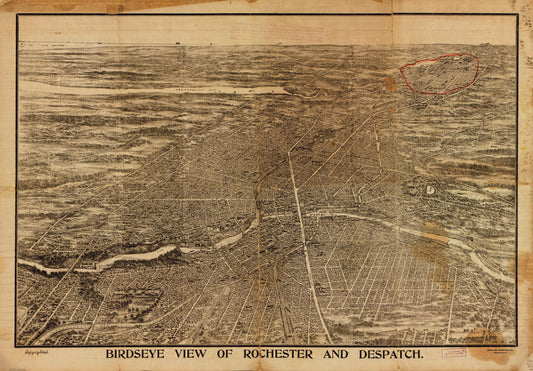Birdseye view of Rochester and Despatch (1910) – Historic Bird’s-Eye View Panorama Print