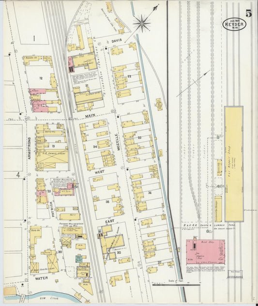 Sanborn Fire Insurance Map from Keyser, Mineral County, West Virginia (1904), Sheet #0005 - Historic Sanborn Fire Insurance Map Print, vintage old map wall art, antique decor, genealogy gift, West Virginia West Virginia map
