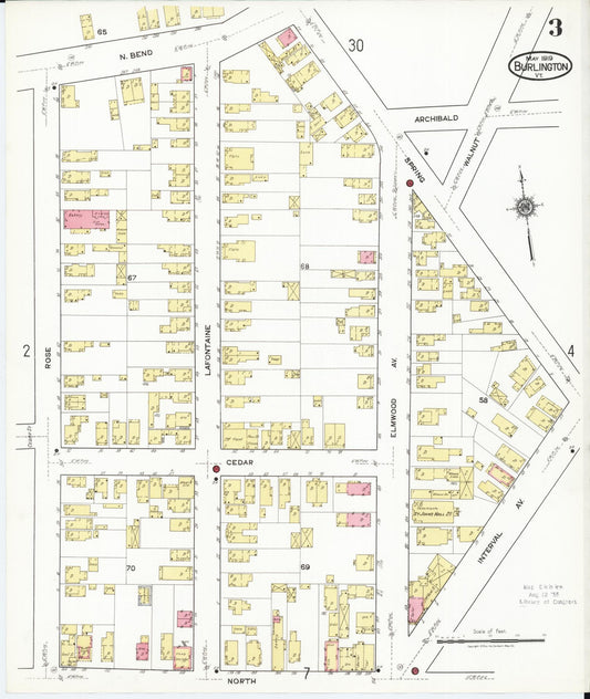Sanborn Fire Insurance Map from Burlington, Chittenden County, Vermont (1919), Sheet #0003 - Historic Sanborn Fire Insurance Map Print, vintage old map wall art, antique decor, genealogy gift, Vermont Vermont map