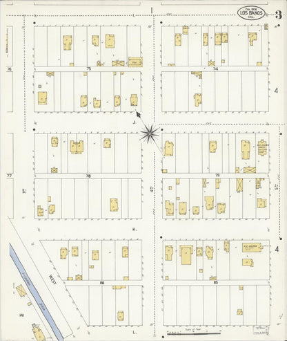 Sanborn Fire Insurance Map from Los Banos, Merced County, California (1908), Sheet #0003 - Complete Map Set gallery image, historic Sanborn map, vintage wall art, California California