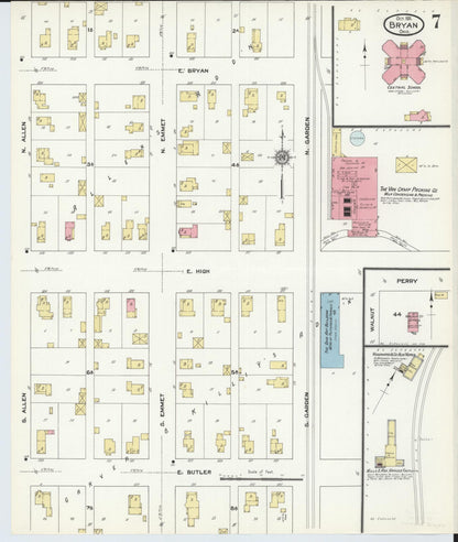 Sanborn Fire Insurance Map from Bryan, Williams County, Ohio (1911), Sheet #0007 - Historic Sanborn Fire Insurance Map Print, vintage old map wall art, antique decor, genealogy gift, Ohio Ohio map