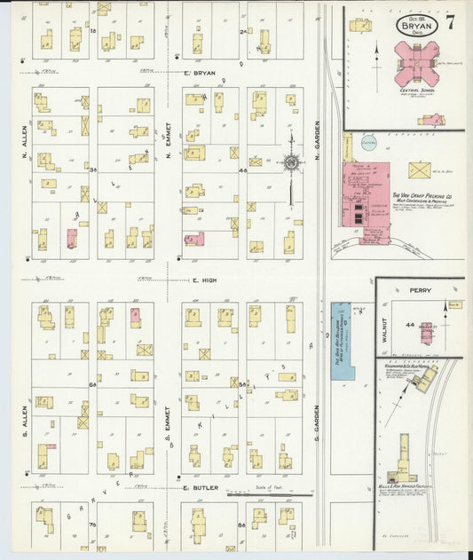 Sanborn Fire Insurance Map from Bryan, Williams County, Ohio (1911), Sheet #0007 - Historic Sanborn Fire Insurance Map Print, vintage old map wall art, antique decor, genealogy gift, Ohio Ohio map