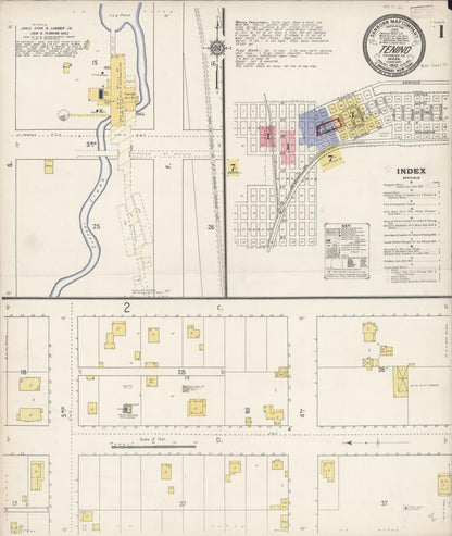 Sanborn Fire Insurance Map from Tenino, Thurston County, Washington (1910), Sheet #0001 - Complete Map Set gallery image, historic Sanborn map, vintage wall art, Washington Washington