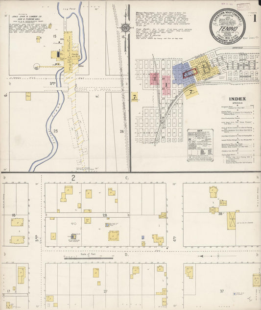 Sanborn Fire Insurance Map from Tenino, Thurston County, Washington (1910), Sheet #0001 - Complete Map Set gallery image, historic Sanborn map, vintage wall art, Washington Washington