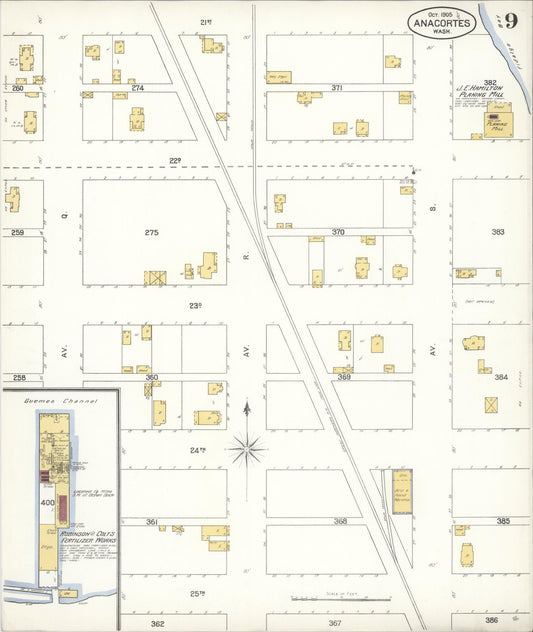 Sanborn Fire Insurance Map from Anacortes, Skagit County, Washington (1905), Sheet #0009 - Historic Sanborn Fire Insurance Map Print, vintage old map wall art, antique decor, genealogy gift, Washington Washington map