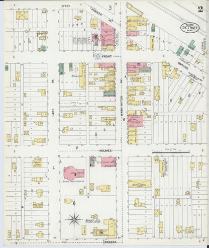 Sanborn Fire Insurance Map from Detroit Lakes, Becker County, Minnesota (1899), Sheet #0002 - Complete Map Set gallery image, historic Sanborn map, vintage wall art, Minnesota Minnesota
