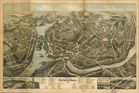 City of Norwich, Conn. 1876. (1876) – Historic Bird’s-Eye View Panorama Print