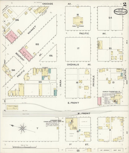 Sanborn Fire Insurance Map from Chehalis, Lewis County, Washington (1891), Sheet #0002 - Complete Map Set gallery image, historic Sanborn map, vintage wall art, Washington Washington