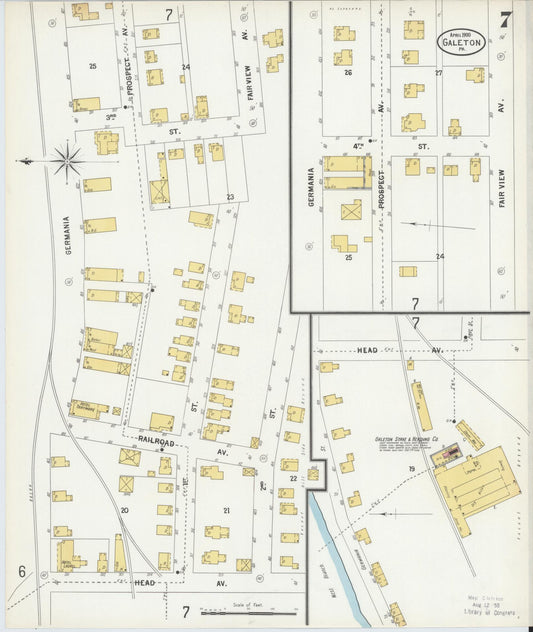 Sanborn Fire Insurance Map from Galeton, Potter County, Pennsylvania (1900), Sheet #0007 - Historic Sanborn Fire Insurance Map Print, vintage old map wall art, antique decor, genealogy gift, Pennsylvania Pennsylvania map