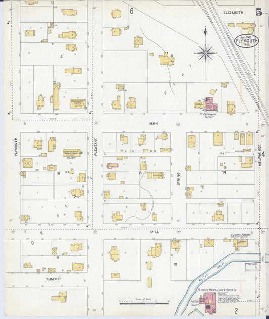Sanborn Fire Insurance Map from Plymouth, Sheboygan County, Wisconsin (1903), Sheet #0005 - Historic Sanborn Fire Insurance Map Print, vintage old map wall art, antique decor, genealogy gift, Wisconsin Wisconsin map