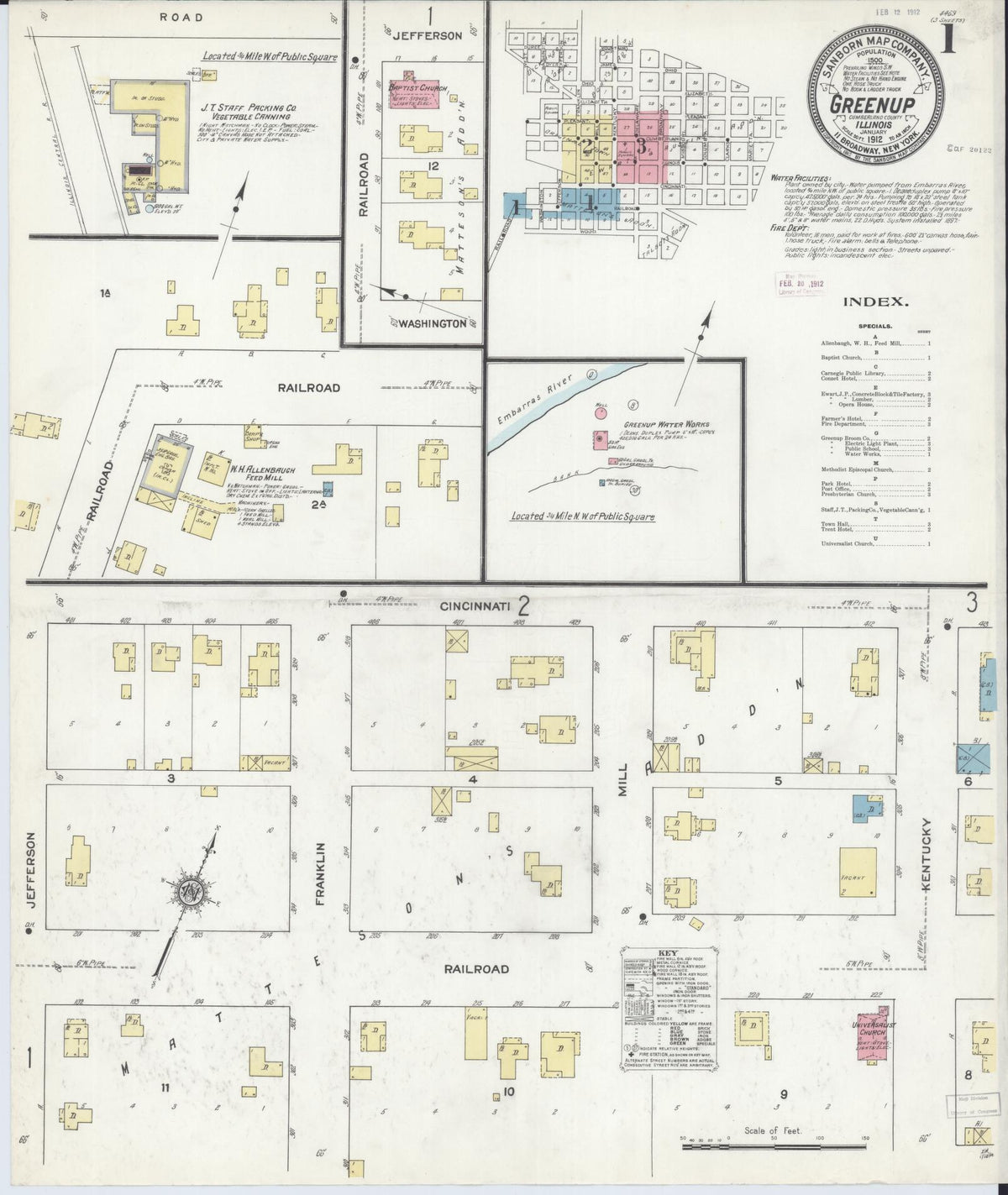 Sanborn Fire Insurance Map from Greenup, Cumberland County, Illinois (1912), Sheet #0001 - Complete Map Set gallery image, historic Sanborn map, vintage wall art, Illinois Illinois