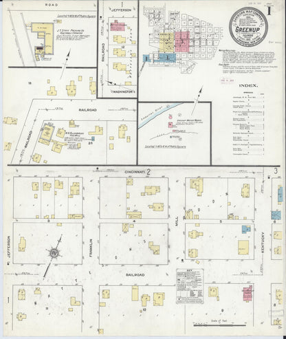 Sanborn Fire Insurance Map from Greenup, Cumberland County, Illinois (1912), Sheet #0001 - Complete Map Set gallery image, historic Sanborn map, vintage wall art, Illinois Illinois