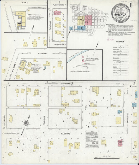 Sanborn Fire Insurance Map from Greenup, Cumberland County, Illinois (1912), Sheet #0001 - Complete Map Set gallery image, historic Sanborn map, vintage wall art, Illinois Illinois