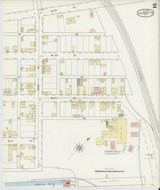 Sanborn Fire Insurance Map from Jeannette, Westmoreland County, Pennsylvania (1895), Sheet #0002 - Historic Sanborn Fire Insurance Map Print, vintage old map wall art, antique decor, genealogy gift, Pennsylvania Pennsylvania map