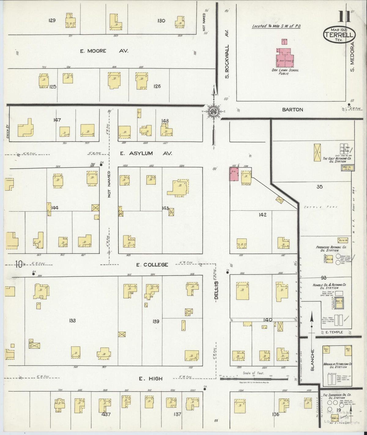 Sanborn Fire Insurance Map from Terrell, Kaufman County, Texas (1921), Sheet #0011 - Historic Sanborn Fire Insurance Map Print, vintage old map wall art, antique decor, genealogy gift, Texas Texas map