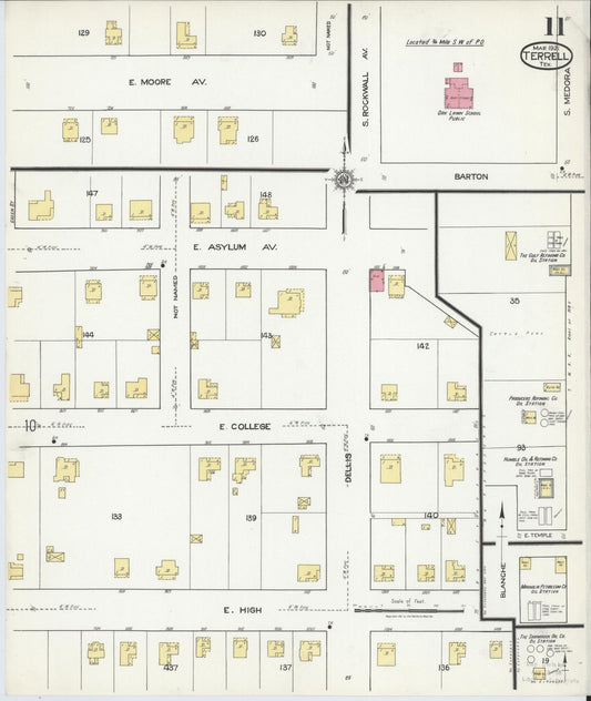 Sanborn Fire Insurance Map from Terrell, Kaufman County, Texas (1921), Sheet #0011 - Historic Sanborn Fire Insurance Map Print, vintage old map wall art, antique decor, genealogy gift, Texas Texas map