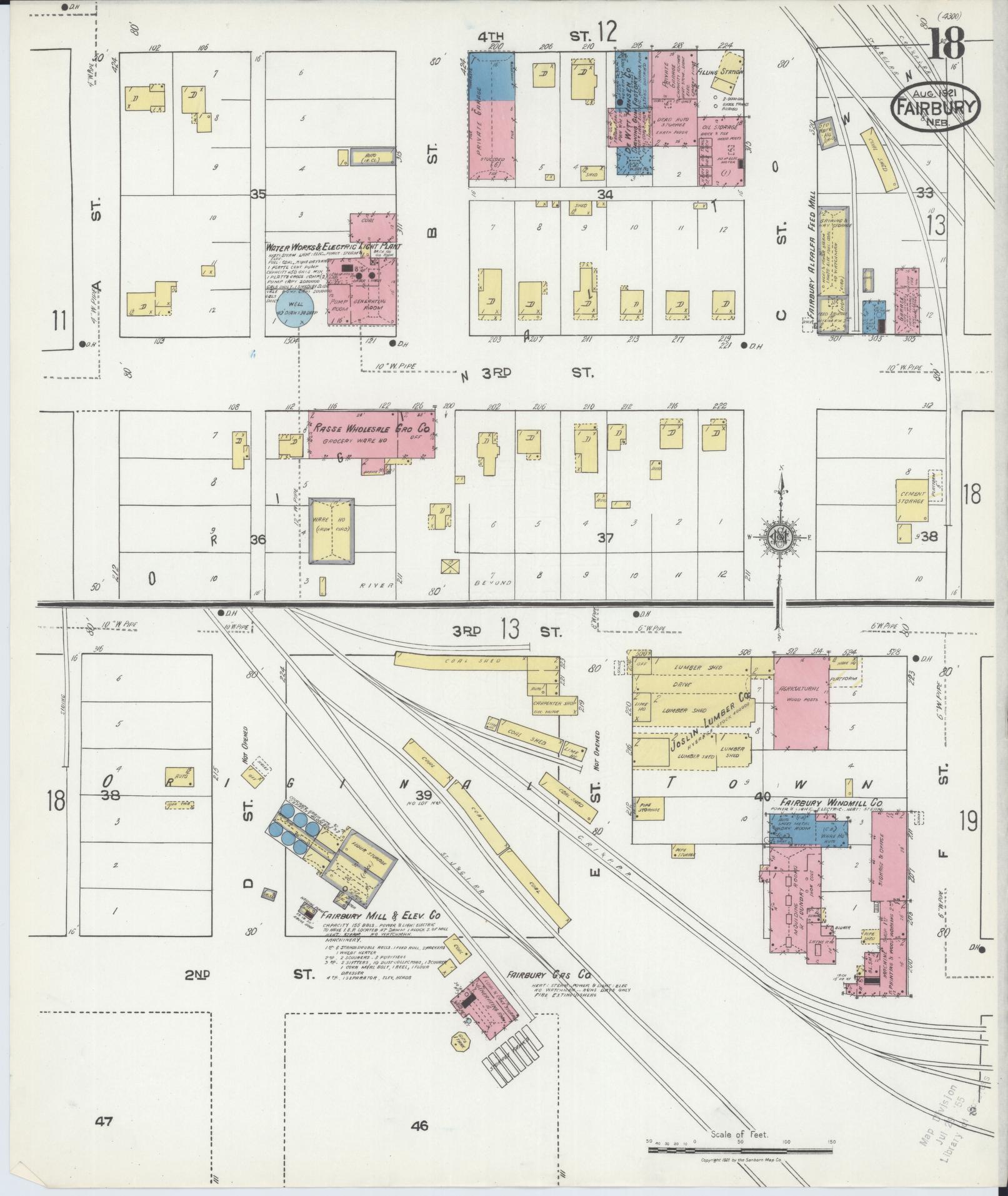 Sanborn Fire Insurance Map from Fairbury, Jefferson County, Nebraska (1921), Sheet #0018 - Complete Map Set gallery image, historic Sanborn map, vintage wall art, Nebraska Nebraska