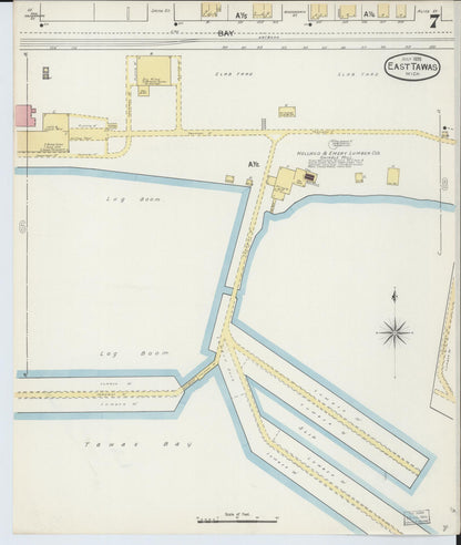 Sanborn Fire Insurance Map from East Tawas, Iosco County, Michigan (1893), Sheet #0007 - Complete Map Set gallery image, historic Sanborn map, vintage wall art, Michigan Michigan